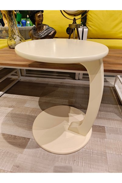 Store MERCAN MOBİLYA Tekerlekli C Yan Sehpa &Koltuk Sehbası Krem Renk