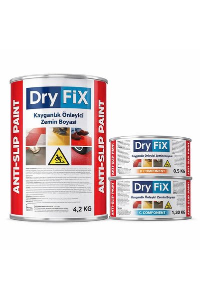 Dryfix Anti Slip Paint Kayganlık Önleyici Zemin Boyası 6 Kg Ral 7040 Gri