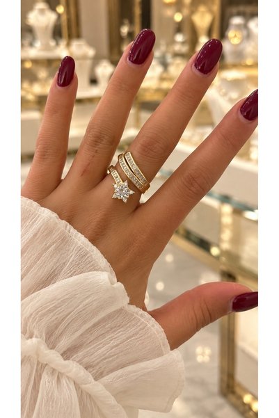 GLARE JEWELRY CO Shooting Star Model Luxury Zircon Stone Stainless Steel Ring...