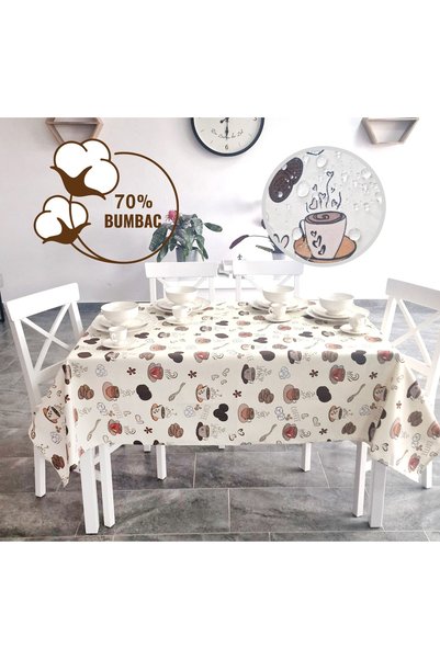 Ralex Față de masă antimurdărire 160x320 cm, Cafea și biscuiți Crem