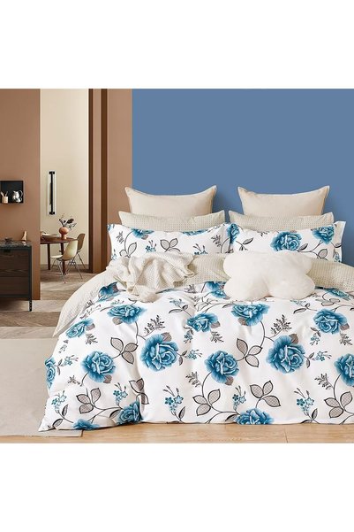 Ralex Lenjerie pat dublu 6 piese Percale Bumbac 100%, 6 piese, cu husă saltea...