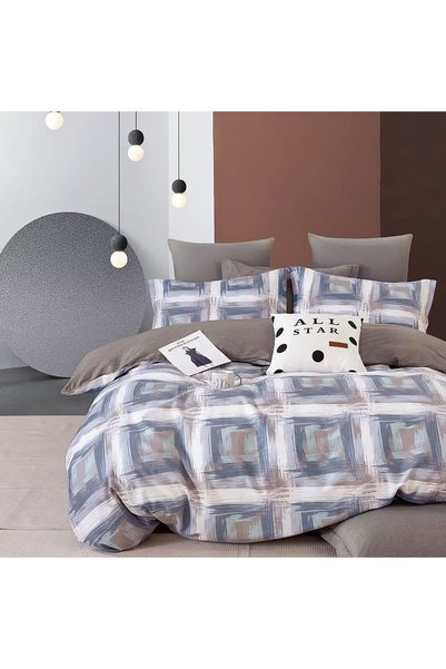 Ralex Lenjerie de pat dublă 6 piese Percale 100% bumbac cu husă de saltea și ...