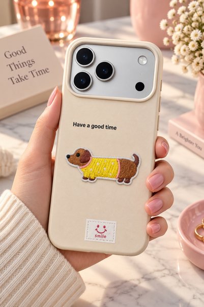 QUSCHU Kawaii Embroidered Cute Dog Figure Silicone Phone Case Compatible with...