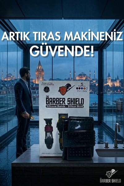 The Barber Shield Siyah Silikon Bant Traş Makinesi Tutucu Tıraş Aksesuarı Pen...