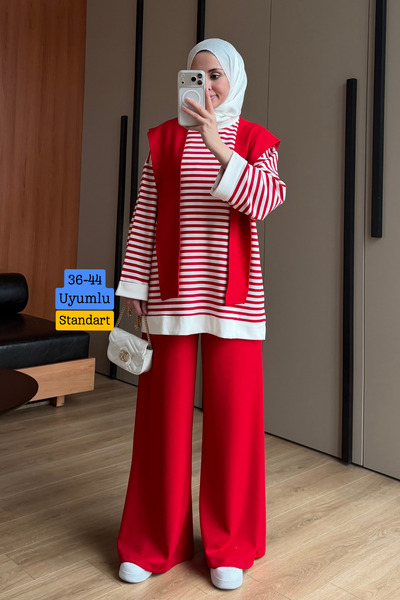 adba style Γυναικείο σετ μαντίλας Oysh από ύφασμα μοντάλ με ρίγες και αποσπώμ...