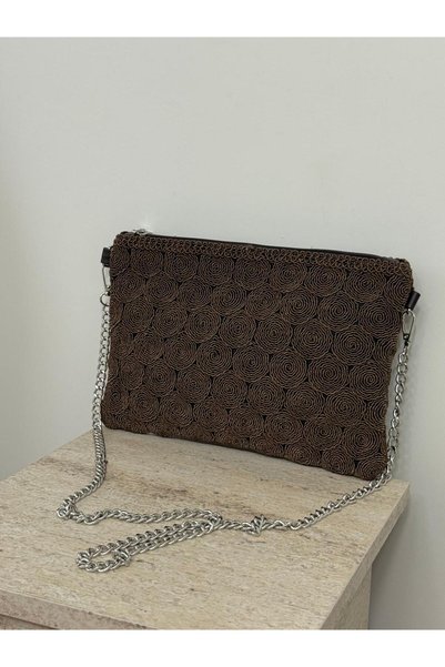 lalettobags Γυναικεία καφέ τσάντα clutch & portfolio