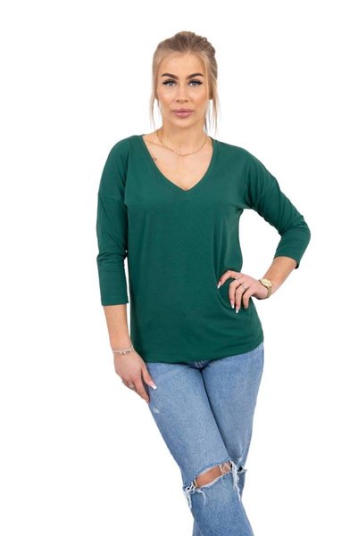 Kesi Bluză verde cu decolteu în V