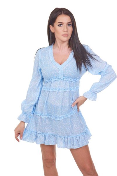 Kesi Rochie albastru deschis cu volane decorative