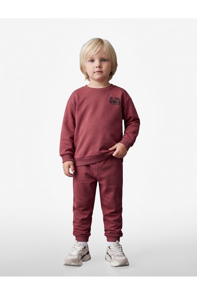 Koton Set de trening din bumbac imprimat, cu mâneci lungi, din 2 piese