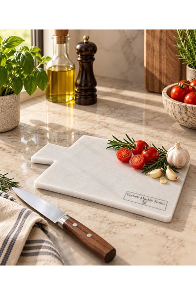 Zeybek Marble طاولة قطع رخامية بيضاء رقيقة (ZeybekMarbleHome)