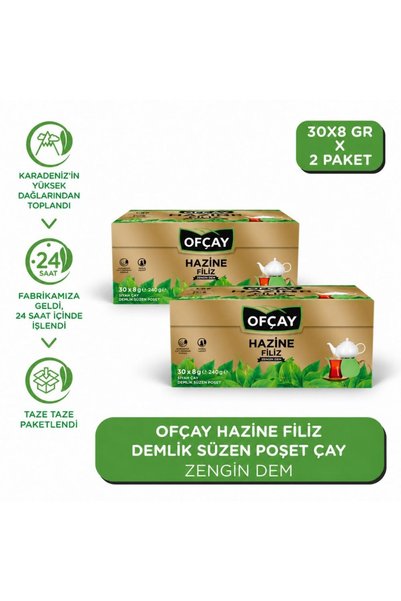 Ofçay Hazine Filiz Demlik Poşet Siyah Çay 8 g x 30 Adet 2'li Set