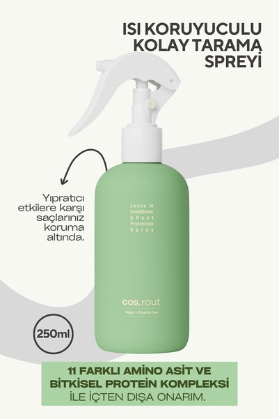 cos.rout Leave in Conditioner & Heat Protection Spray 250ML/Isı Koruyucu Duru...