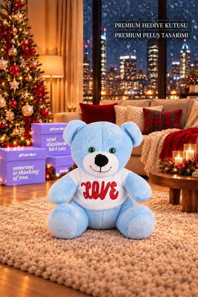 Genel Markalar SMILE LOVE MAVİ AYICIK PREMIUM PELUŞ