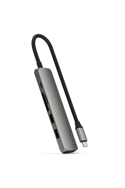 Satechi Hub USB-C Slim 6-în-1, HDMI 4K, SD/microSD, gri