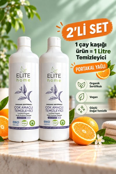 The Elite Home Organik & Vegan Çok Amaçlı Temizleyici 750 ml x2 – Portakal Ya...