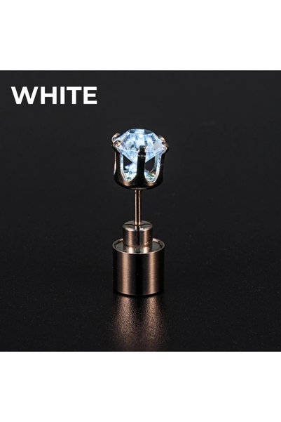Choice 2 قطعة بيضاء 2 قطعة ملونة LED مضيئة الأزرار مربع الزركون أقراط الرجال ...