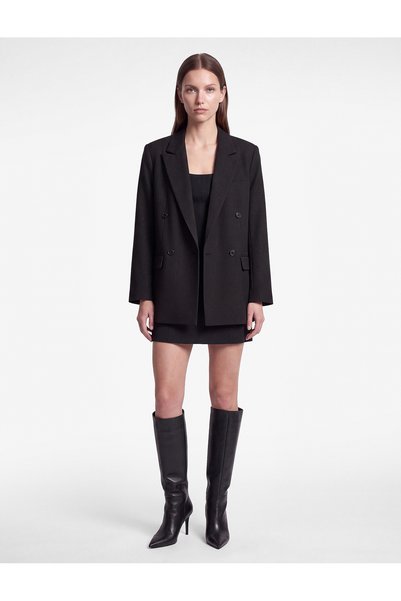 Koton Uzun Kollu Cepli Düğmeli Oversize Kruvaze Blazer Ceket