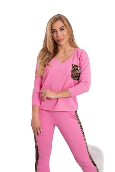Kesi Set cu imprimeu de leopard roz deschis