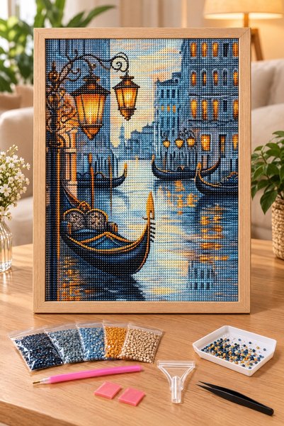 LİVA CRAFT Art & Craft Diamond Painting Puzzle Kit, Lanterns and Venetian Gon...