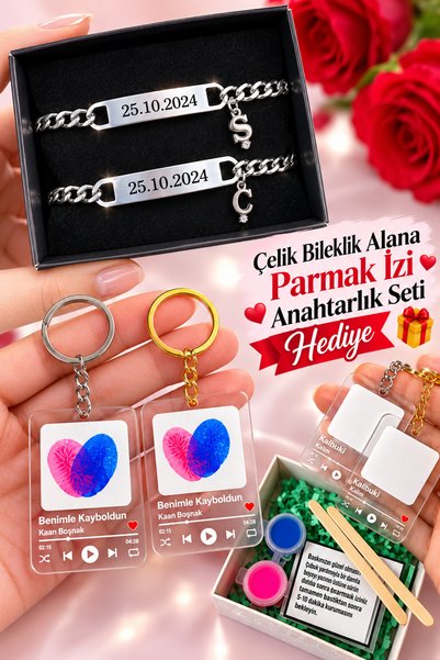 HayDün 2li Çelik kararmaz Unisex sevgili arkadaşlık harfli yazılı kişiye özel...