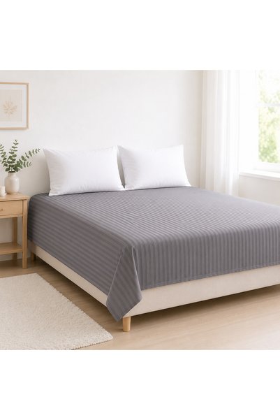 Kotonia Home Cearșaf de pat Deco, 100% bumbac, satin damasc, dungi mărime 1 c...