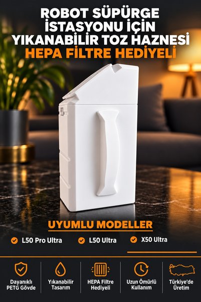 Dreame X50 Ultra / L50 Ultra / L50 Pro Ultra Uyumlu Yıkanabilir Toz Haznesi, Toz Torbası Yerine