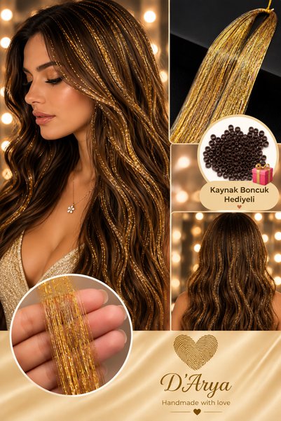 Darya Altın Sarısı Işıltılı Tinsel Saç Simi DD224 Gold Hair