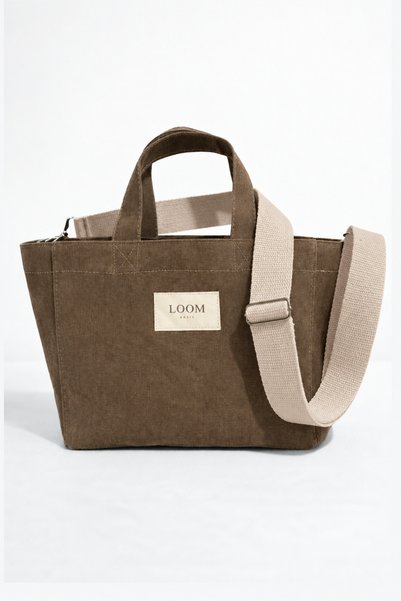 Loom Basic Mira Wax Canvas Bag Kahverengi – Bal Mumlu Kanvas Kadın Omuz Çantası