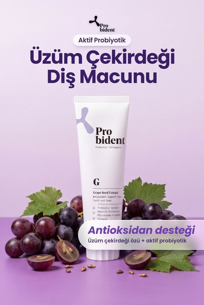Probident Probiotic Active Fluoride-Free Toothpaste - Grape Seed, Extract Add...
