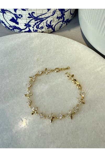 Merishe Jewerly Gold Clover Zircon Stone Heart Stainless Xuping Steel Bracelet