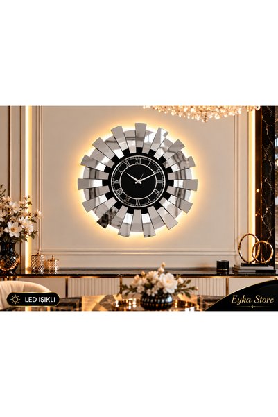 EYKA STORE Xl 62 cm Piyano 3D Kabartmalı Gold Siyah - Aynalı LED Işıklı Moder...