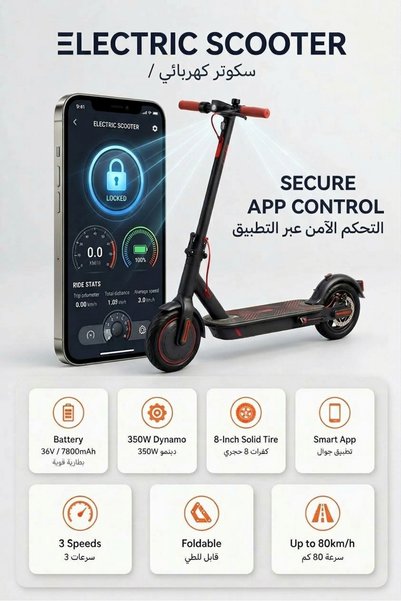 Generic Brand سكوتر كهربائي قابل للطي من روااسي للبالغين بمحرك 350 واط وبطاري...