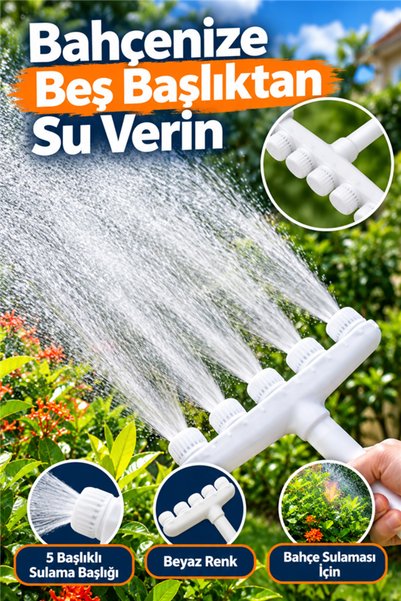 mucit home 5 Kafalı Peyzaj Bahçe Tarla Çim Sulama Başlığı Yüksek Basınçlı Su Püskürtücü Hortum Aparatı