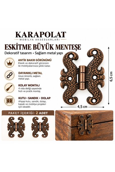 KARAPOLAT Balamă decorativă antică din cupru antic, dimensiune mare, 2 bucăți...