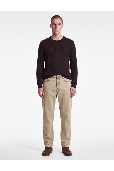 Koton Long Sleeve Viscose Crew Neck Knit Textured Sweater