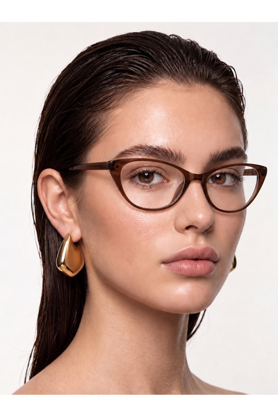 LOOKUP NEW Olive Cat Eye Cat Eye Bone Transparent Women Men Unisex Blue Light...