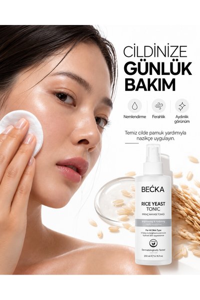 BECKA Pirinç Mayası Tonik Aydınlatıcı Beyazlatıcı Leke Karşıtı Nemlendirici Bakım Etkili 200 ml