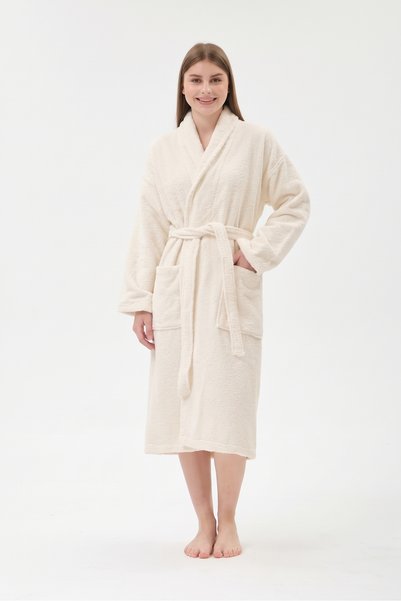 Anılsan Şalyaka Bathrobe Cream 100% Cotton Unisex Ideal for Spa Women/Men