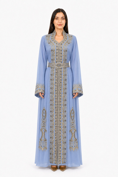 MOHAMED ZAHABI Ladies Long Caftan with Embroidery and Shiny Stone Work Latest...