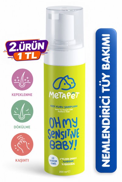 Metapet Hassas Ciltli Kediler için Kuru Şampuan, Kepeklenme ve Kuruluk Karşıt...