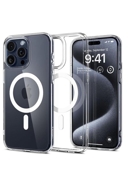 Aiyando Husă pentru iPhone 15 Pro - Spigen Ultra Hybrid MagSafe - Alb
