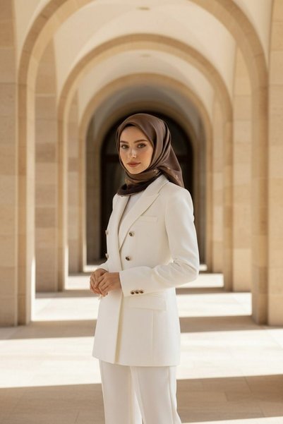 Vissona وشاح تيفيل الحريري DGN50318 - 3 - 0006 - 0004 نمط زهور بيج بني حليبي