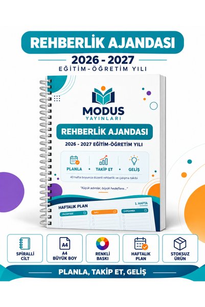 Modus Yayınları 2026-2027 Rehberlik Ajandası Öğrenci Planlama Defteri Haftalı...