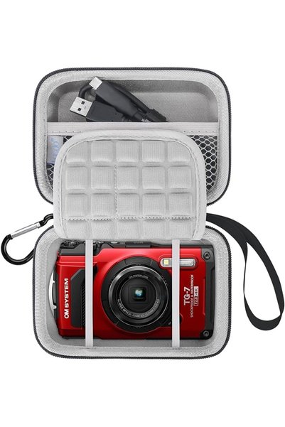 Lacdo Camera Case for OM SYSTEM OLYMPUS Tough TG-7 Digital Camera, White