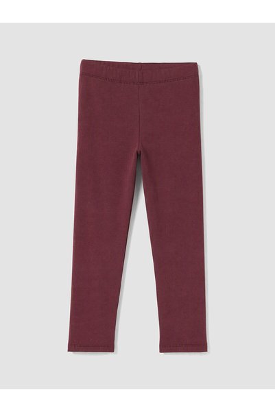 LC Waikiki Peak New Season Burgundy Girls' Leggings with Elastic Waist