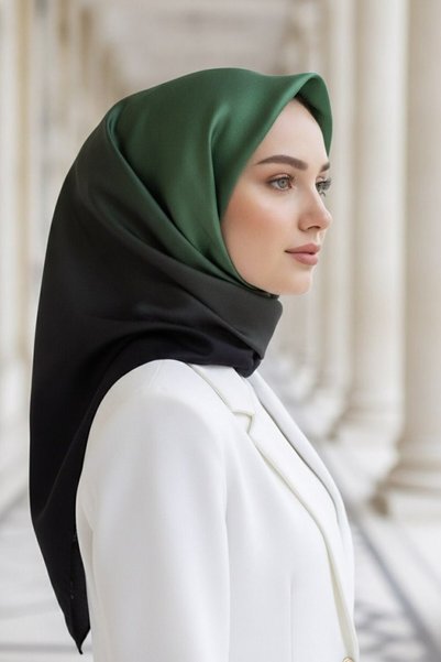 Vissona وشاح تيفيل الحريري 51279 - 0034 نمط متدرج باللون الأخضر الغابي