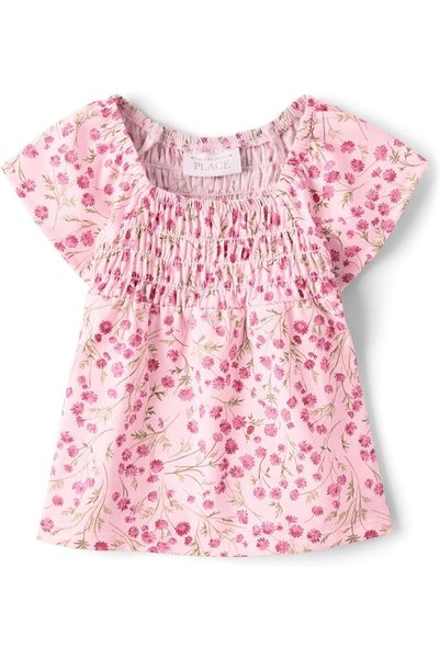 The Children's Place قميص بناتي قصير الأكمام من نوع TG SMOCK FLTR (عبوة من قط...