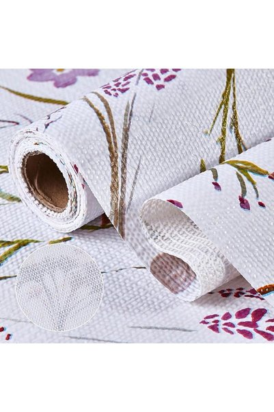 SYOSI Floral Cabinet Shelf Liner 600x30cm, Non-Adhesive Non-Slip Drawer Liner...