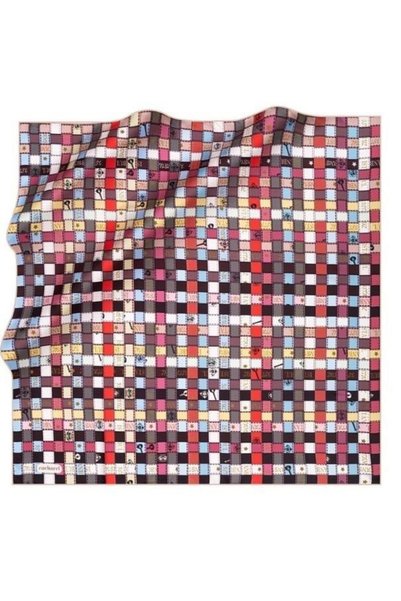 Cacharel Pure Tivil Silk Scarf 8376313 - 961 Powder Plaid Pattern