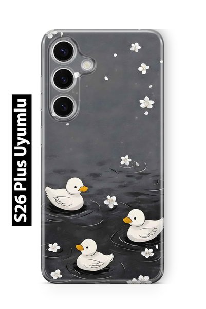 FLAMENKO Samsung Galaxy S26 Plus Compatible Little Ducks Patterned Transparen...